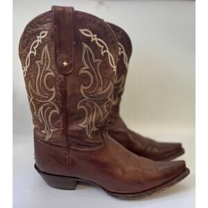 Tony Lama Cowboy Western Boots Snip Toe Cowgirl Women 9.5B Well Broken In Brown